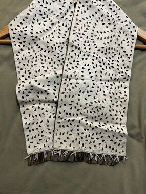 Bajra Silk & Leather Scarf with Beaded Fringe